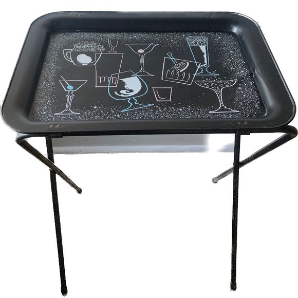 Unique Vintage Other - Vintage Metal Cocktail 🍸 TV Tray & Stand RARE